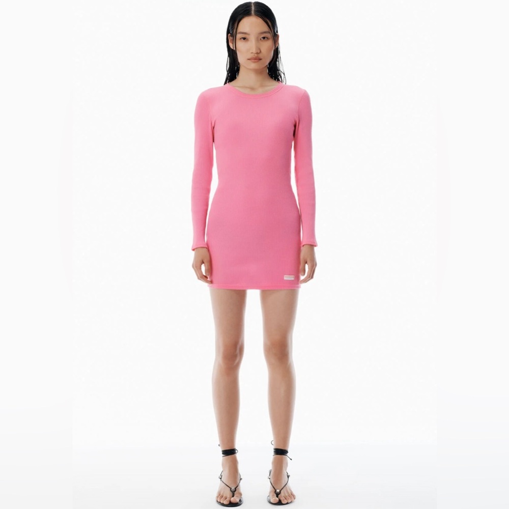 Alexander Wang Long-Sleeve Pink Bodycon Mini Dress